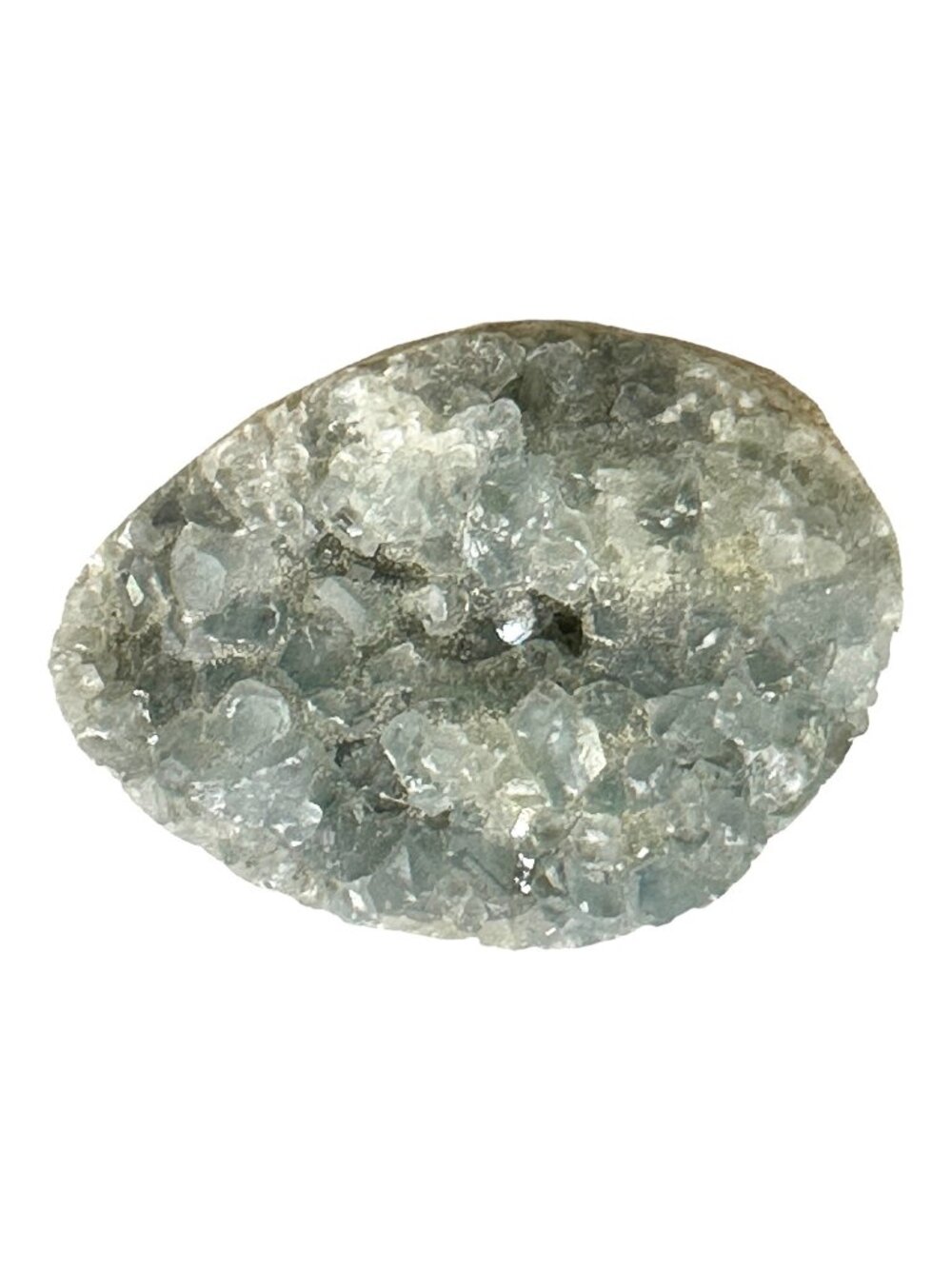 Natural Blue Celestite Geode Cluster On Display Stand - 2.5 Inches Long